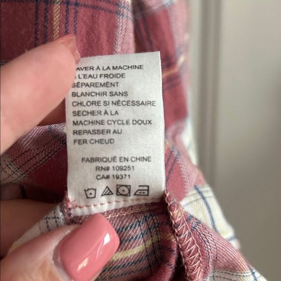 Birds of Paradis by Trovata Finley Pintuck Plaid Blouse Size L - Picture 6 of 8